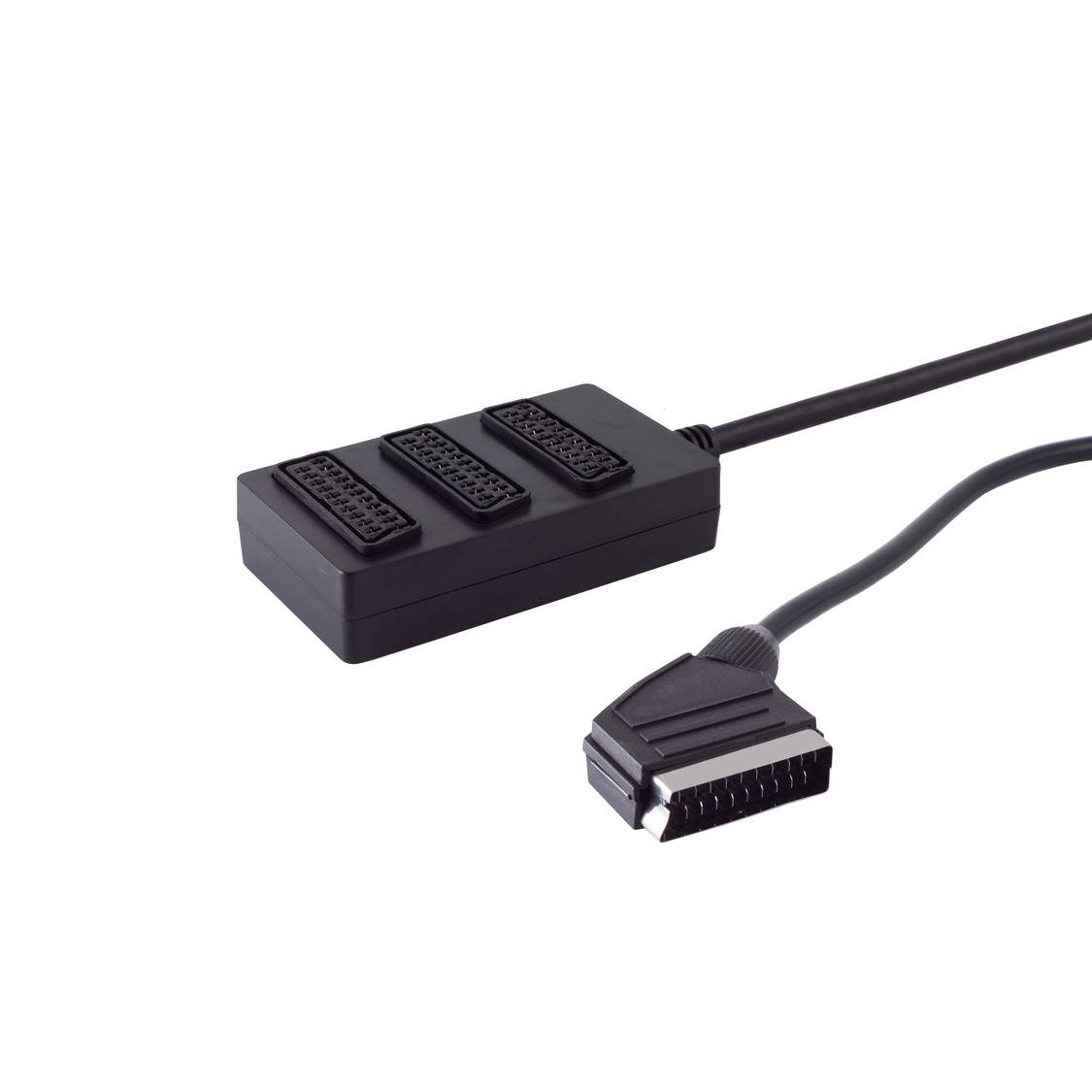 Scart-Verteiler 3fach, vollverschaltet, 0,5m