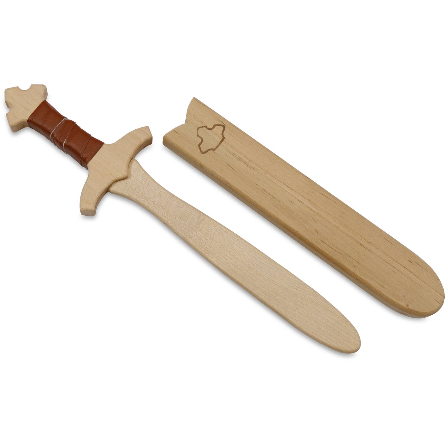 BestSaller 1021 Dolch Set König Edward mit Holzhülle & Gürtelhalter ca. 40 cm, braune Wicklung, natur/braun, 2-teilig (1 Set)