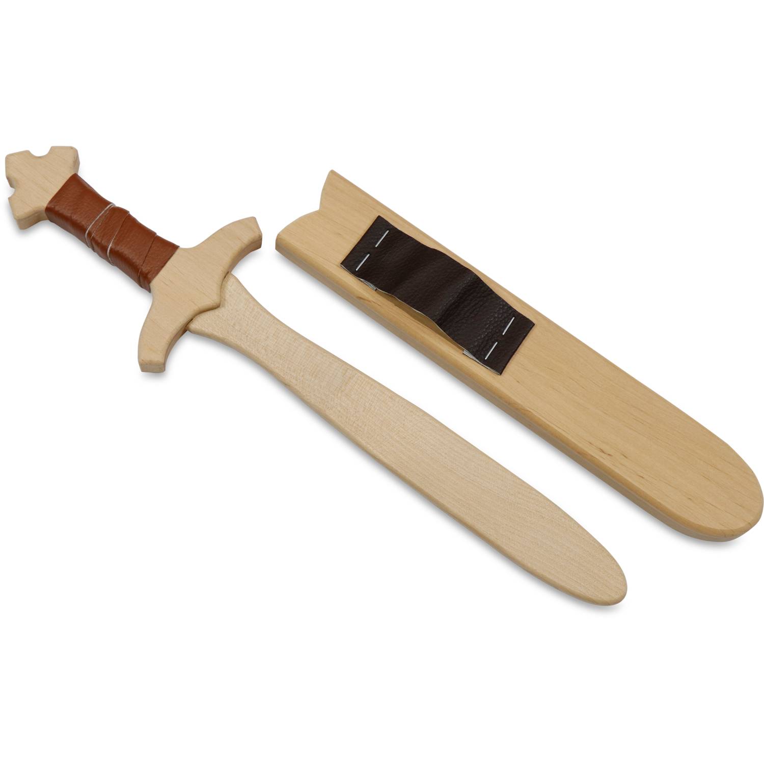 BestSaller 1021 Dolch Set König Edward mit Holzhülle & Gürtelhalter ca. 40 cm, braune Wicklung, natur/braun, 2-teilig (1 Set)