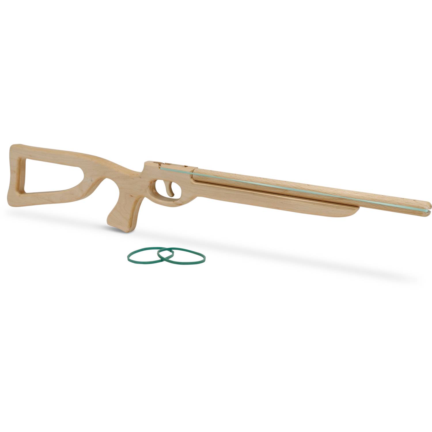BestSaller 1241 Holz-Gewehr im Wettkampf Design mit Funktion inkl. Schieß-Gummis, ca 62 cm, natur