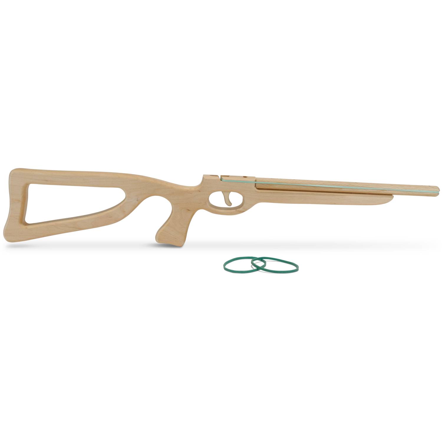 BestSaller 1241 Holz-Gewehr im Wettkampf Design mit Funktion inkl. Schieß-Gummis, ca 62 cm, natur