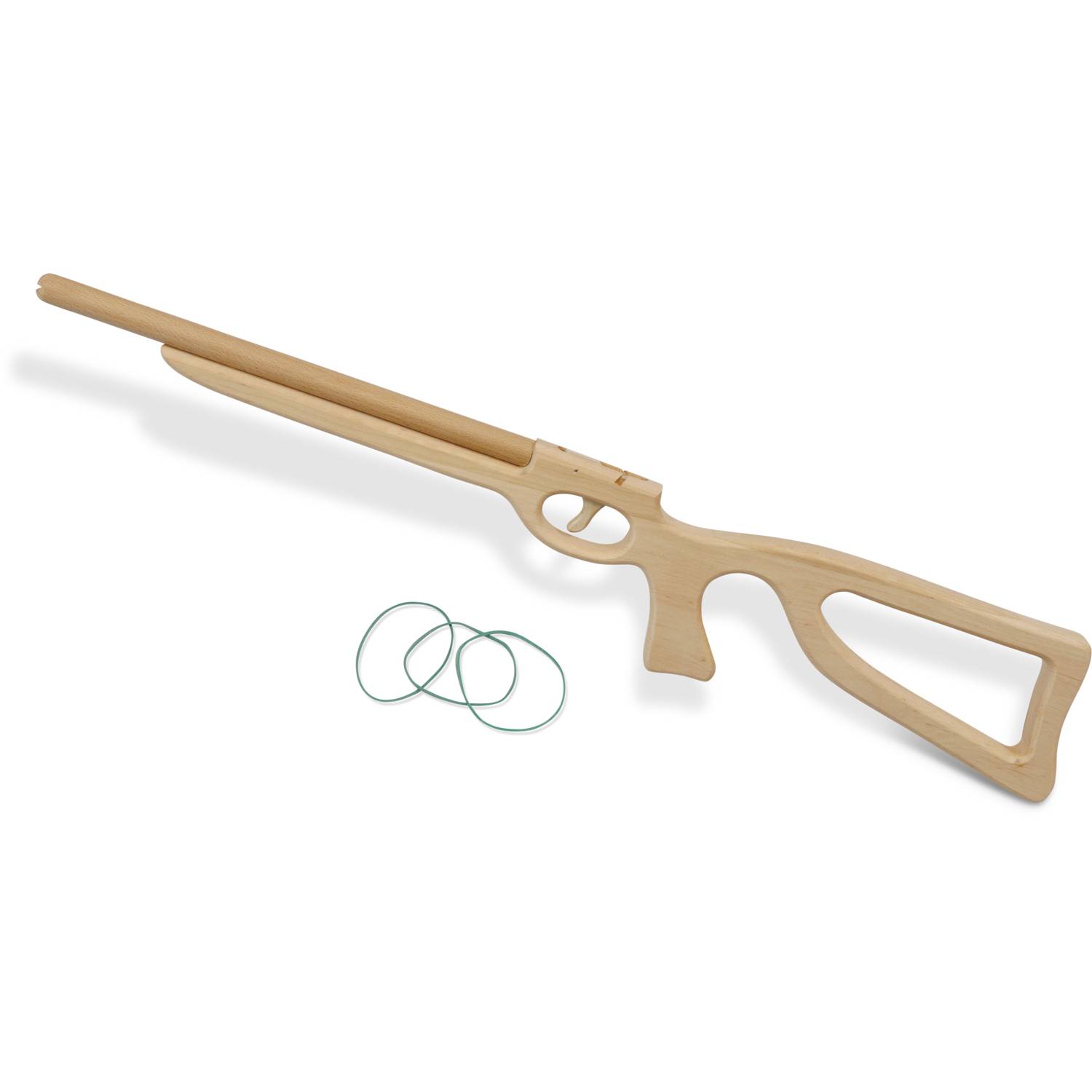 BestSaller 1241 Holz-Gewehr im Wettkampf Design mit Funktion inkl. Schieß-Gummis, ca 62 cm, natur