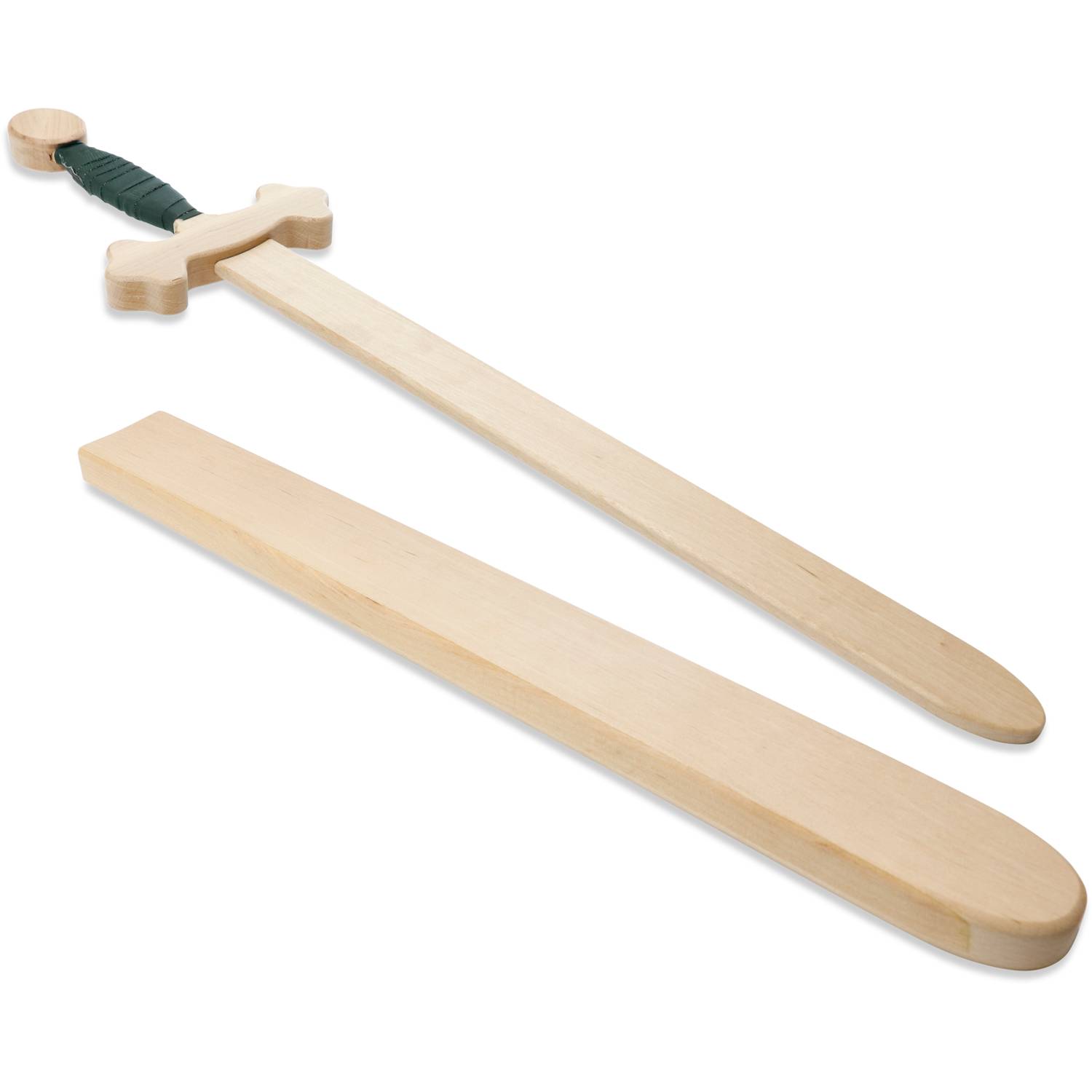 BestSaller 11029 Schwert Edelmann Set für Kinder, 56cm natur mit grüner Wickelung, natur/grün, 2-teilig (1 Set)