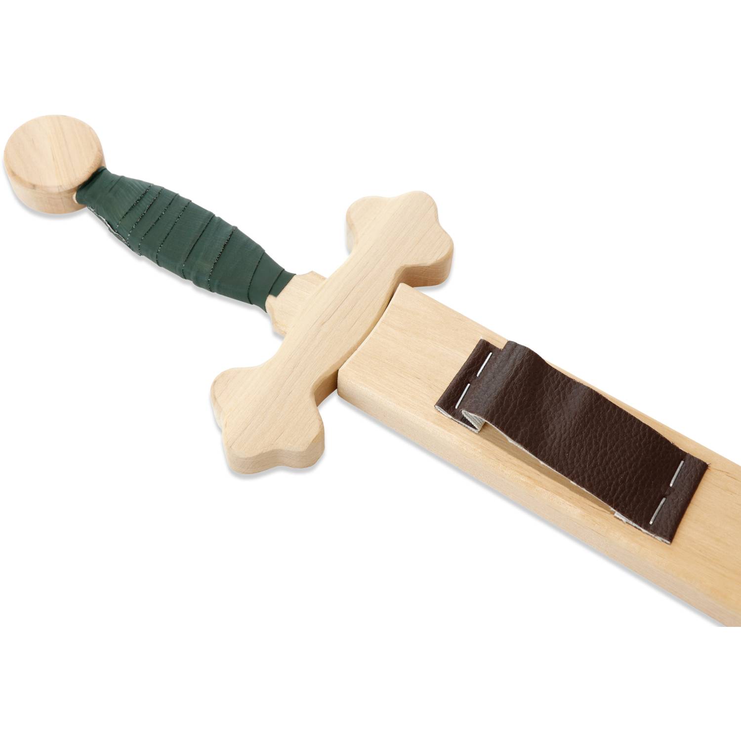 BestSaller 11029 Schwert Edelmann Set für Kinder, 56cm natur mit grüner Wickelung, natur/grün, 2-teilig (1 Set)