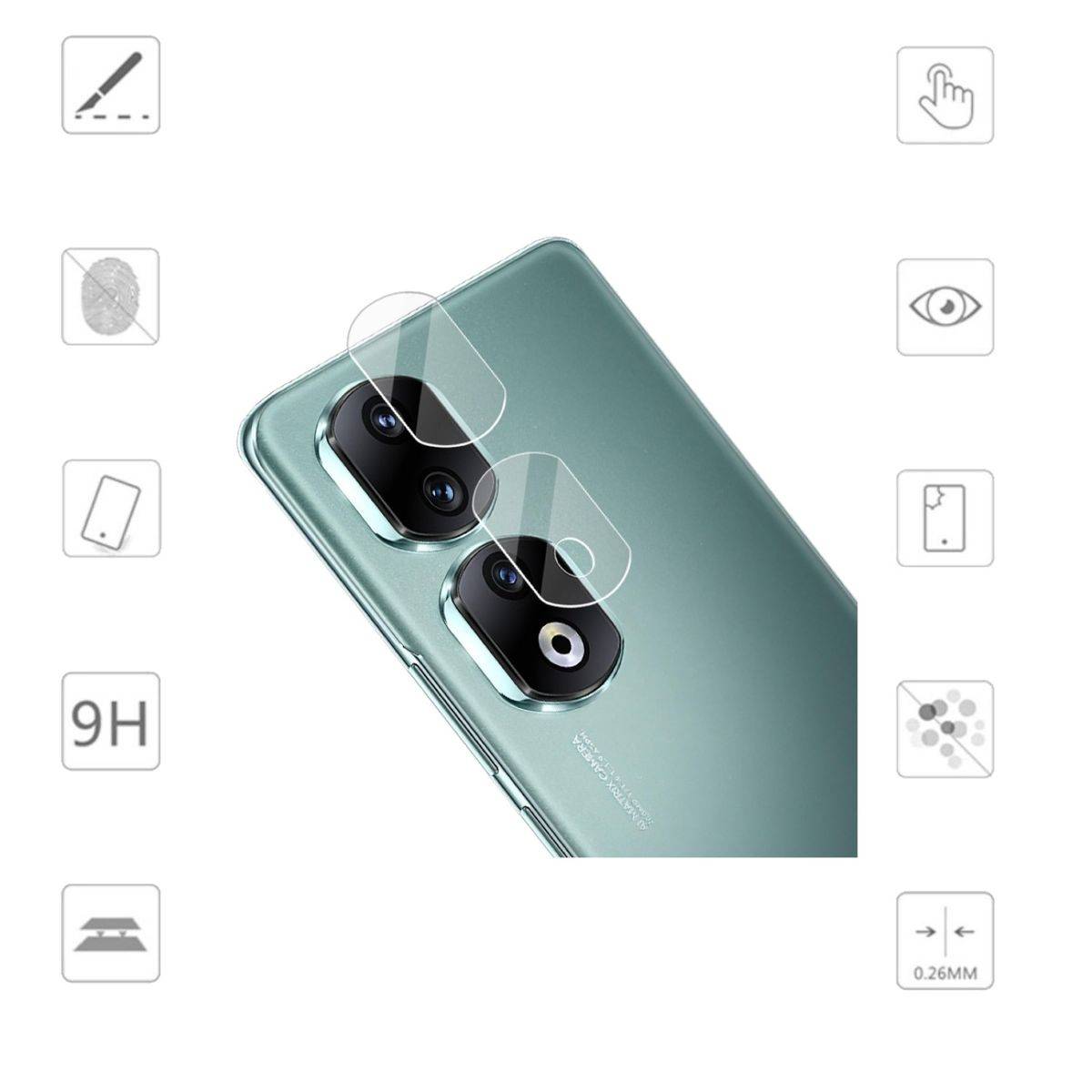 Für Honor 90 Pro 5G 9H Back Kamera Schutz Hart Glas Cover Transparent