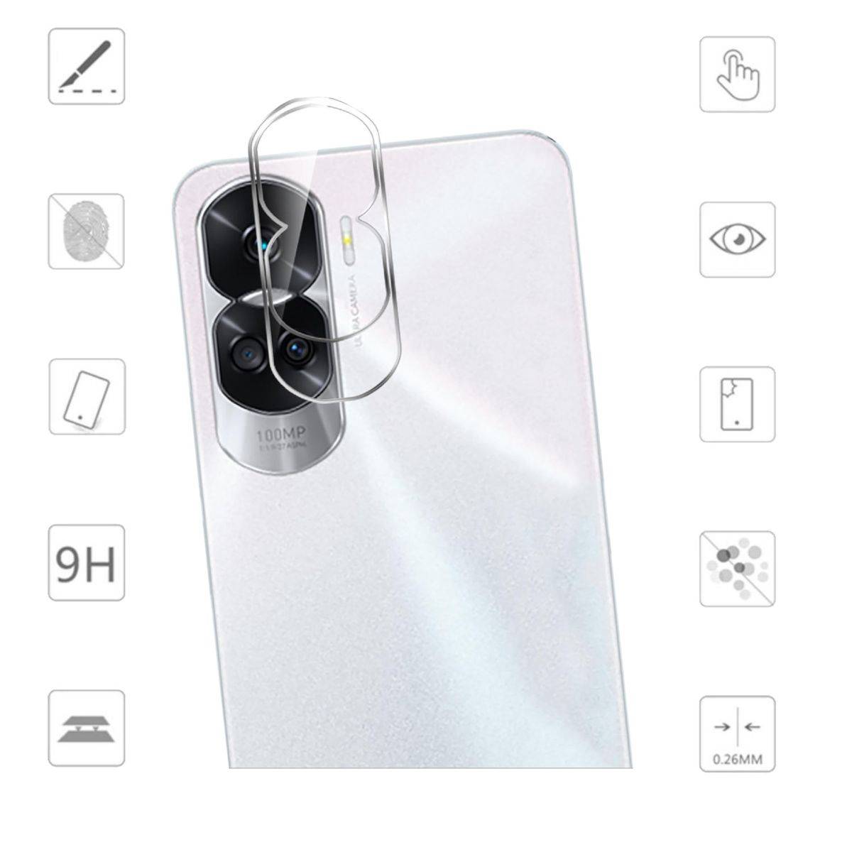 Für Honor 90 Lite 9H Back Kamera Schutz Hart Glas Cover Transparent