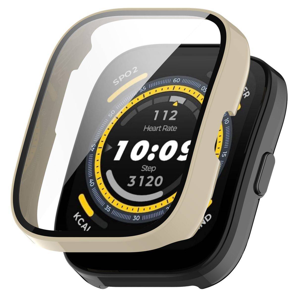 Für Amazfit Bip 5 Kunststoff Smart Watch Hülle + Schutzglas Elfenbein