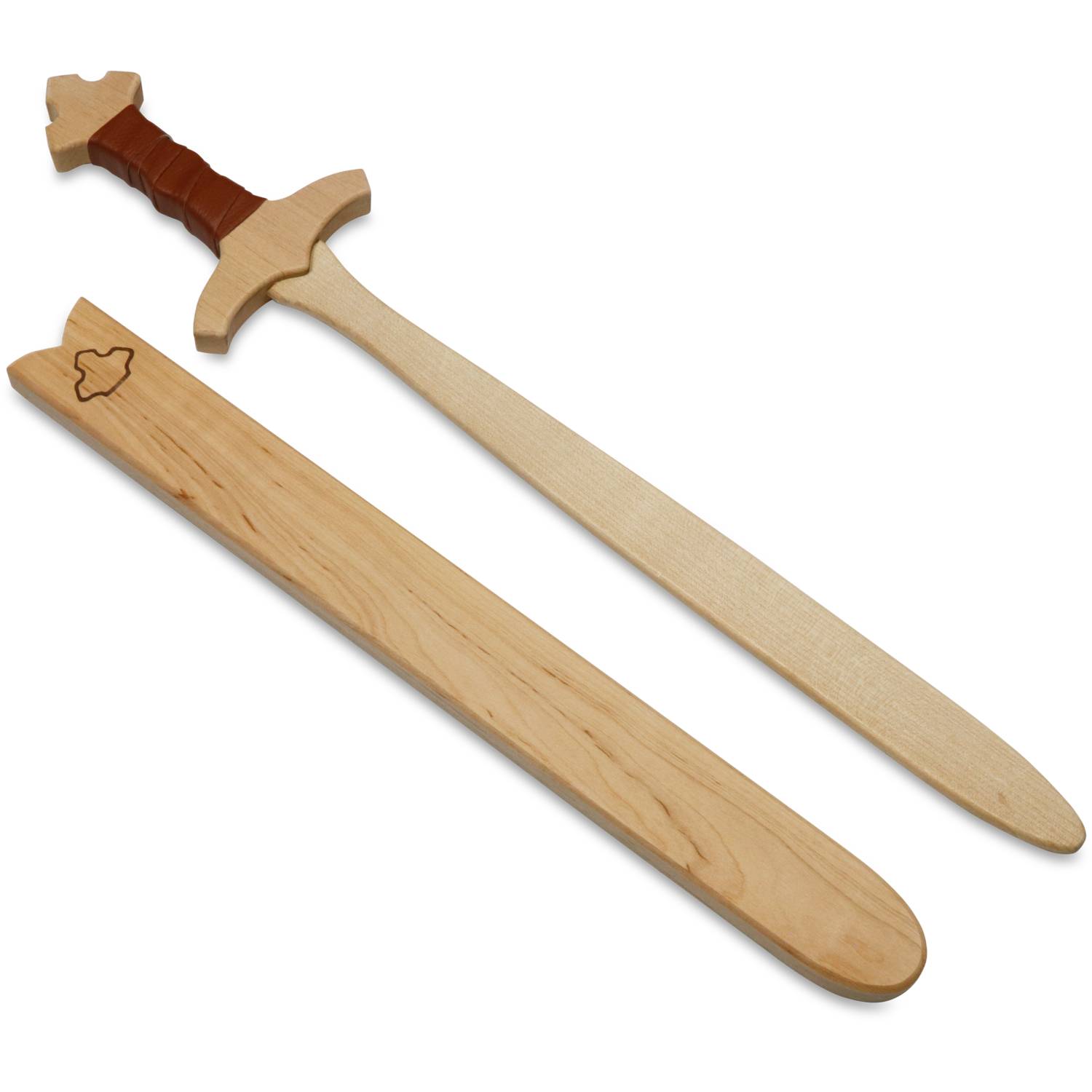 BestSaller 1020 Schwert Set mit Holzhülle König Edward 60 cm, braune Wickelung, natur, 2-teilig (1 Set)