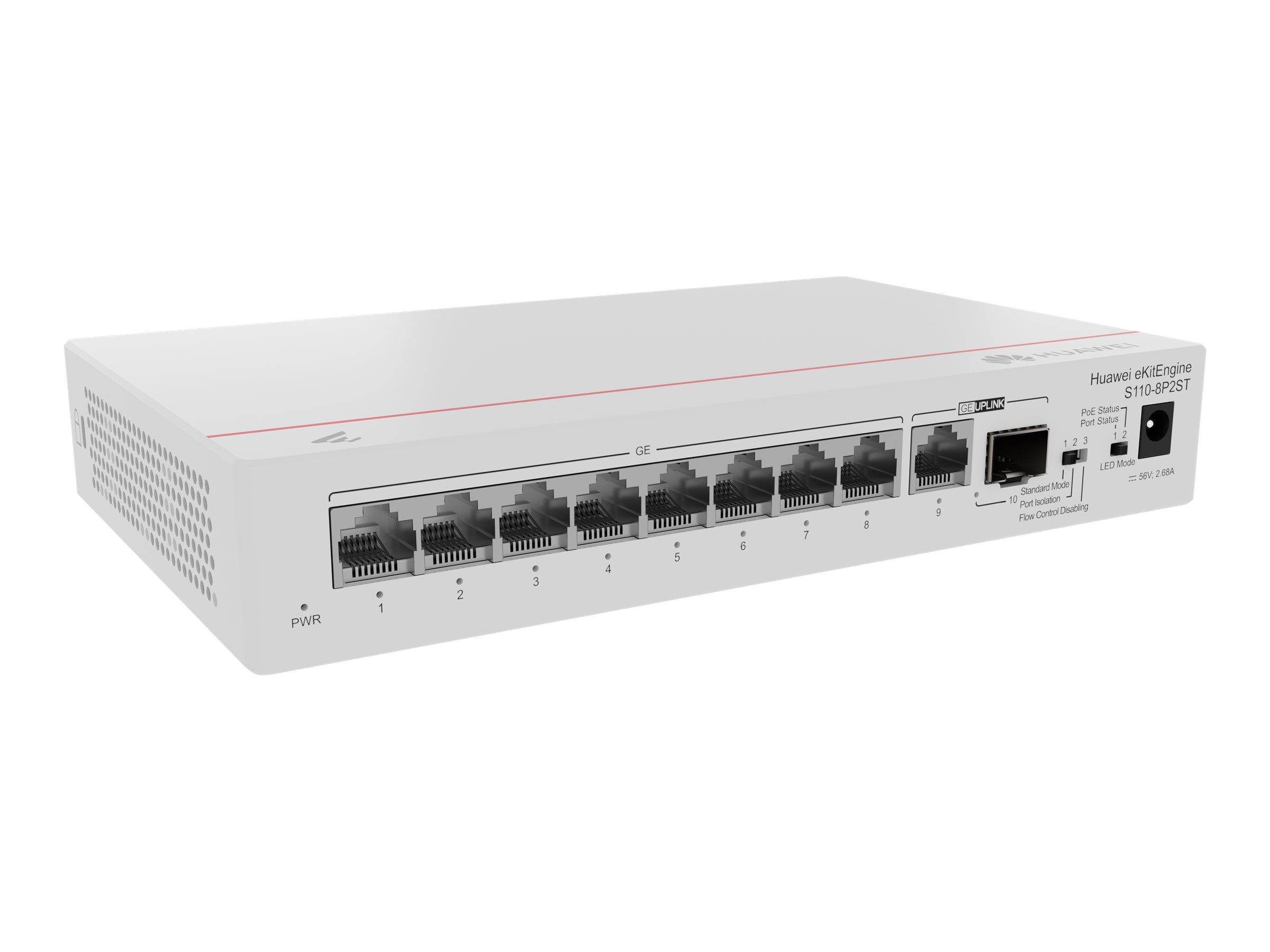Huawei eKitEngine S110 Series S110-8P2ST - Switch - 1 x Gigabit SFP + 8 x 10/100/1000 (PoE+)