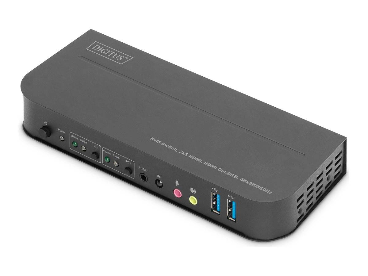 DIGITUS - KVM Switch, 2x1 HDMI, HDMI Out,USB, 4Kx2K@60Hz