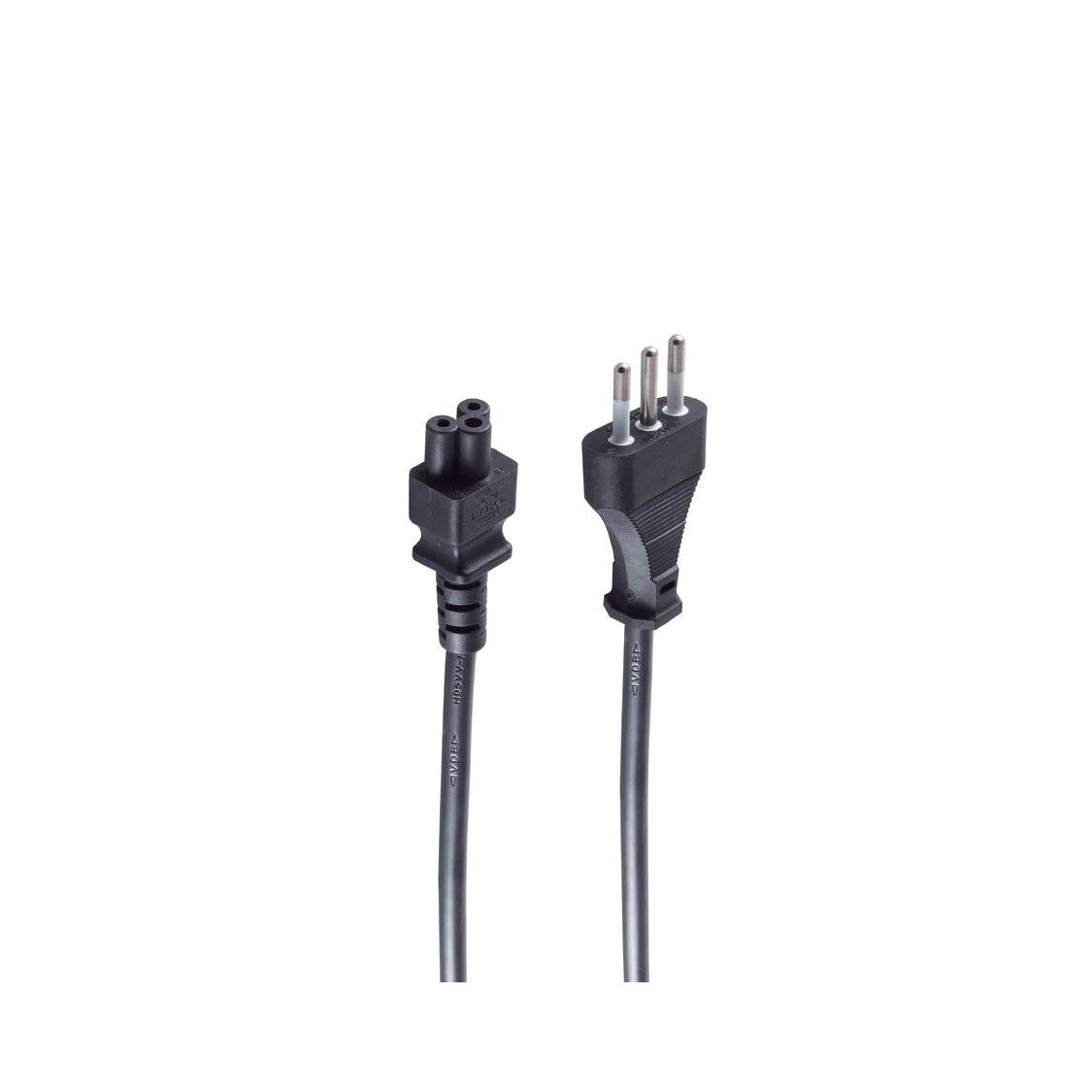 Italien, Stecker an 3pol Buchse C5, schwarz, 1,8 m