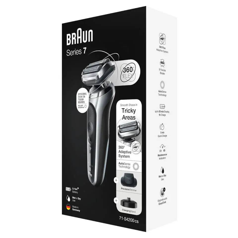 Braun Barzdaskut? Braun Shaver 71-S4200cs Operating time (max) 50 min, Wet & Dry, Sidabrinis/Juodas