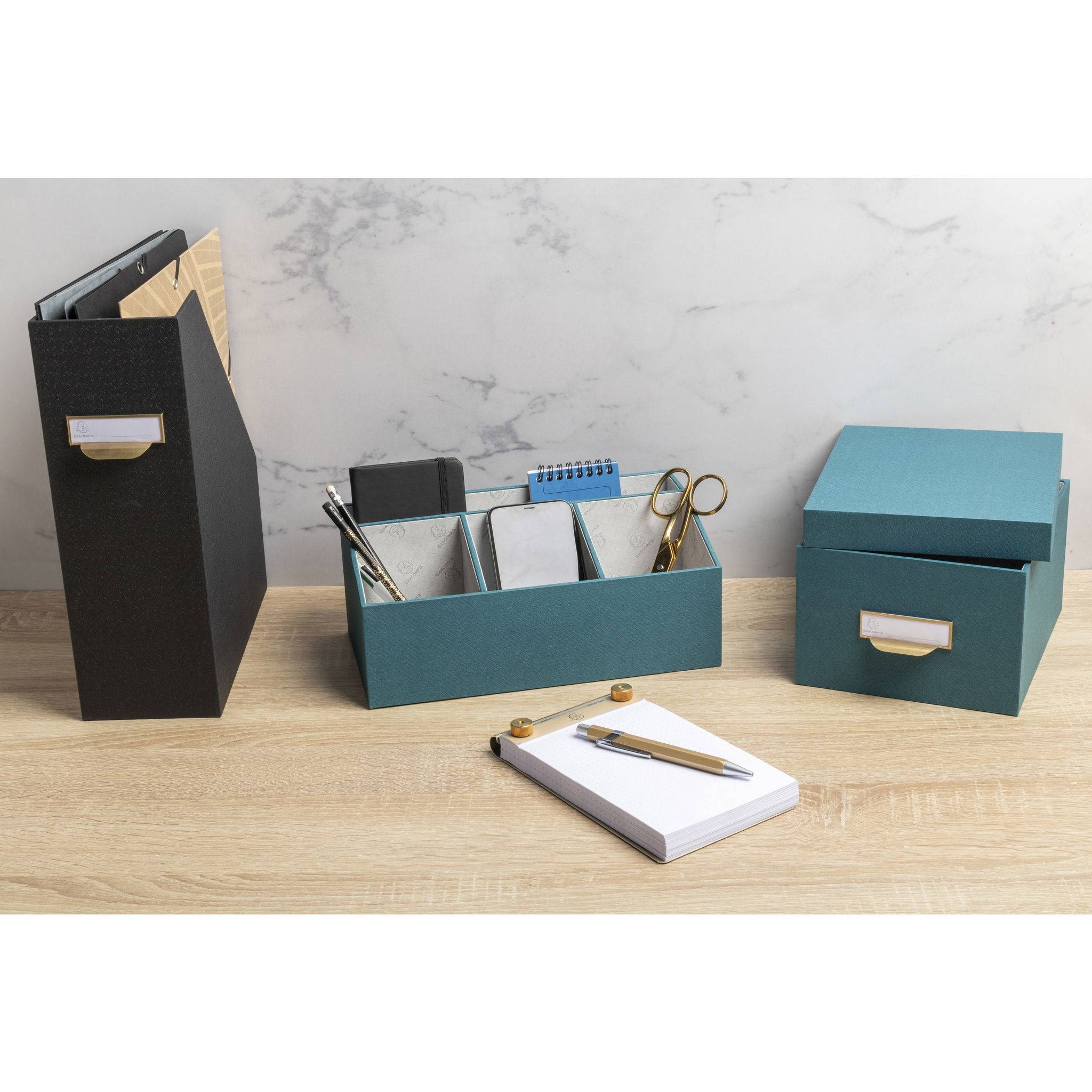Exacompta Schreibtisch-Organizer 4 Fächer 115x277x147 cm Bleu canard 68603E