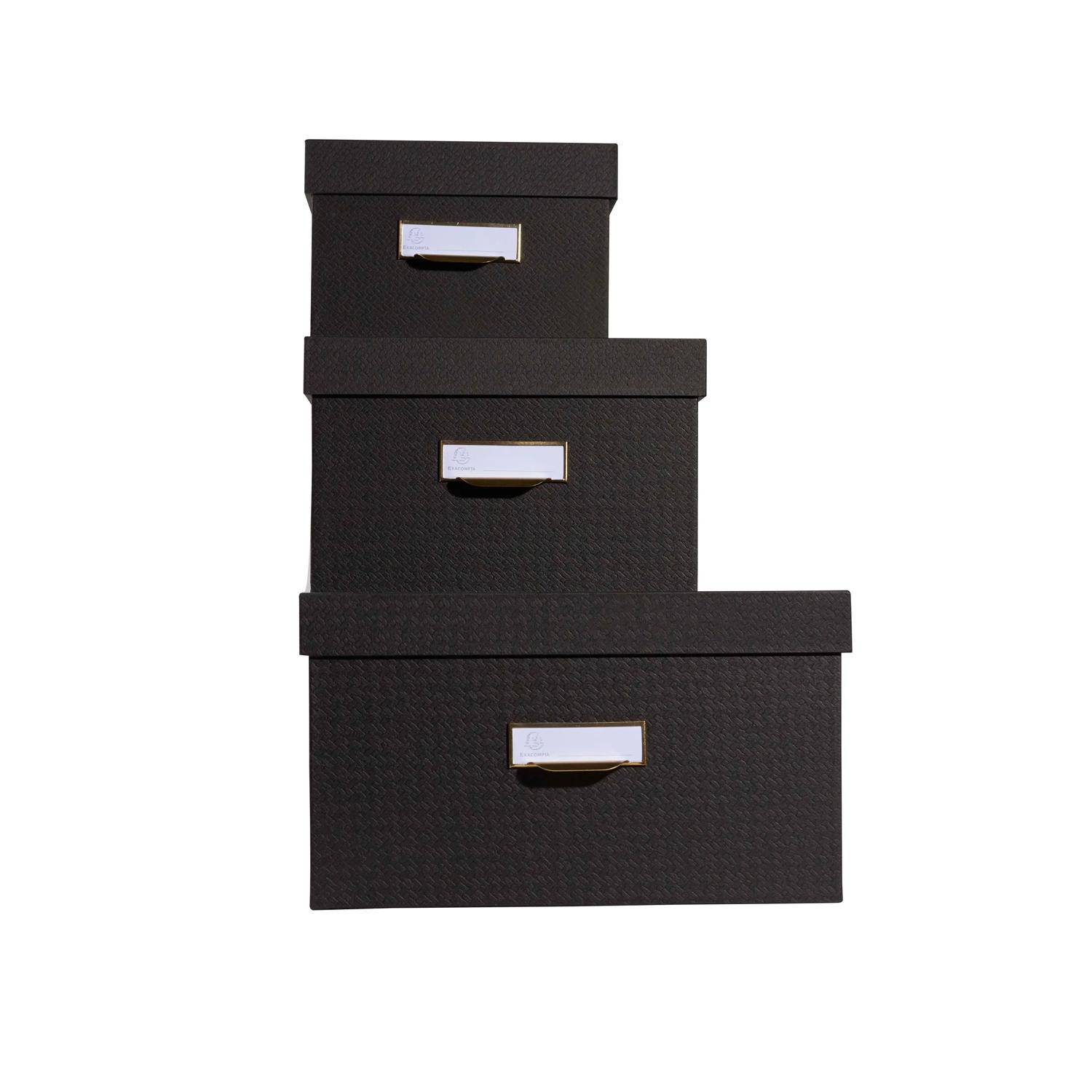 Exacompta Set mit 3 Boxen, Office by me - Schwarz - 79601E