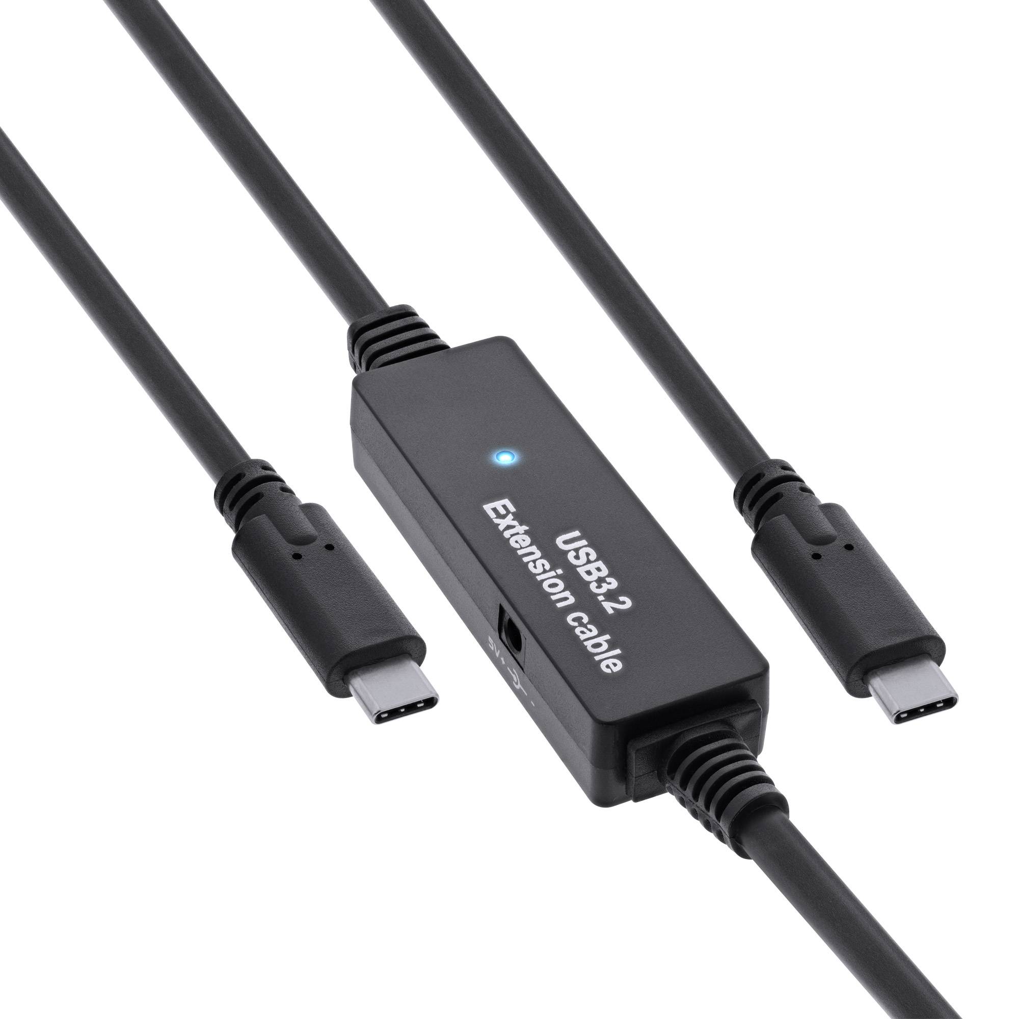 INLINE - USB 3.2 Gen.1 Aktiv-Kabel - USB-C Stecker an USB-C Stecker - schwarz - 5m