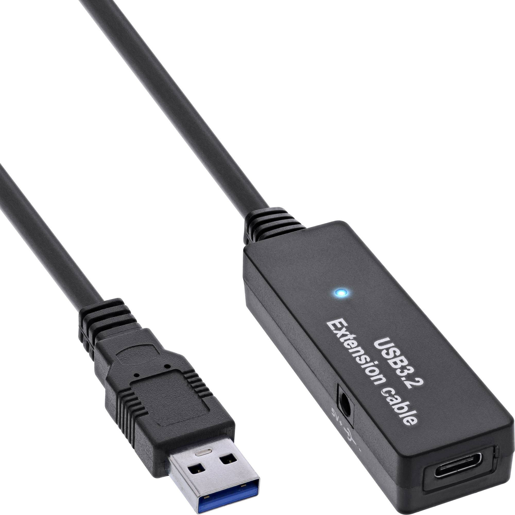 INLINE - USB 3.2 Gen.1 Aktiv-Verlängerung - USB-A Stecker an USB-C Buchse - 5m