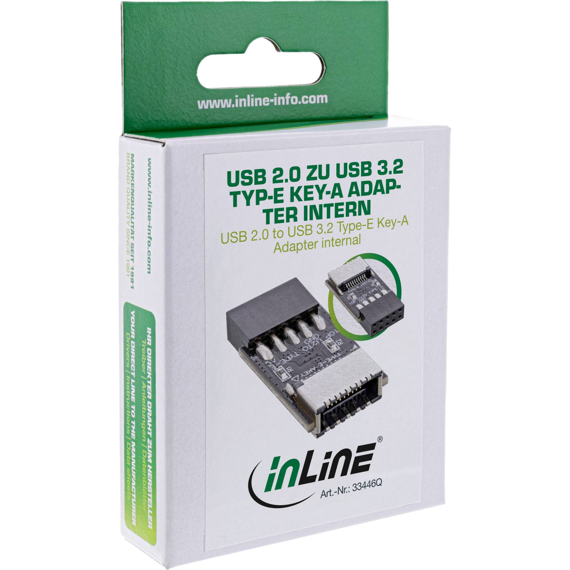INLINE - USB 2.0 zu USB 3.2 Typ-E Key-A Adapter intern