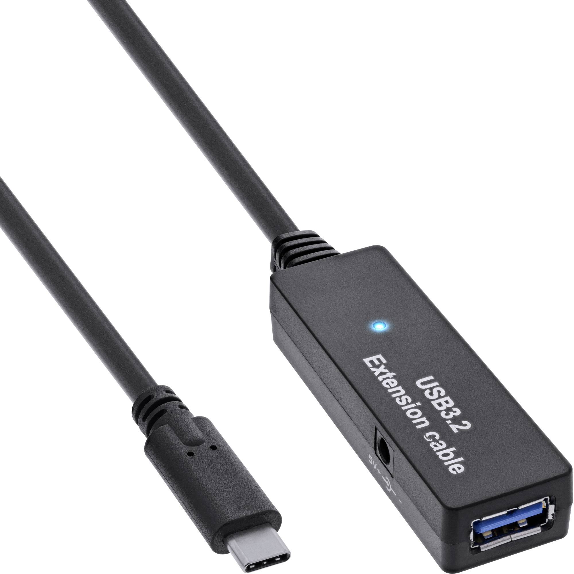 INLINE - USB 3.2 Gen.1 Aktiv-Verlängerung - USB-C Stecker an USB-A Buchse - 5m