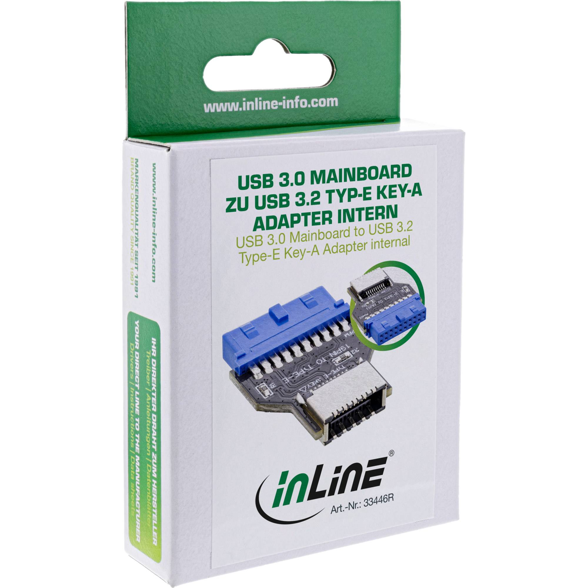INLINE - USB 3.0 Mainboard zu USB 3.2 Typ-E Key-A Adapter intern