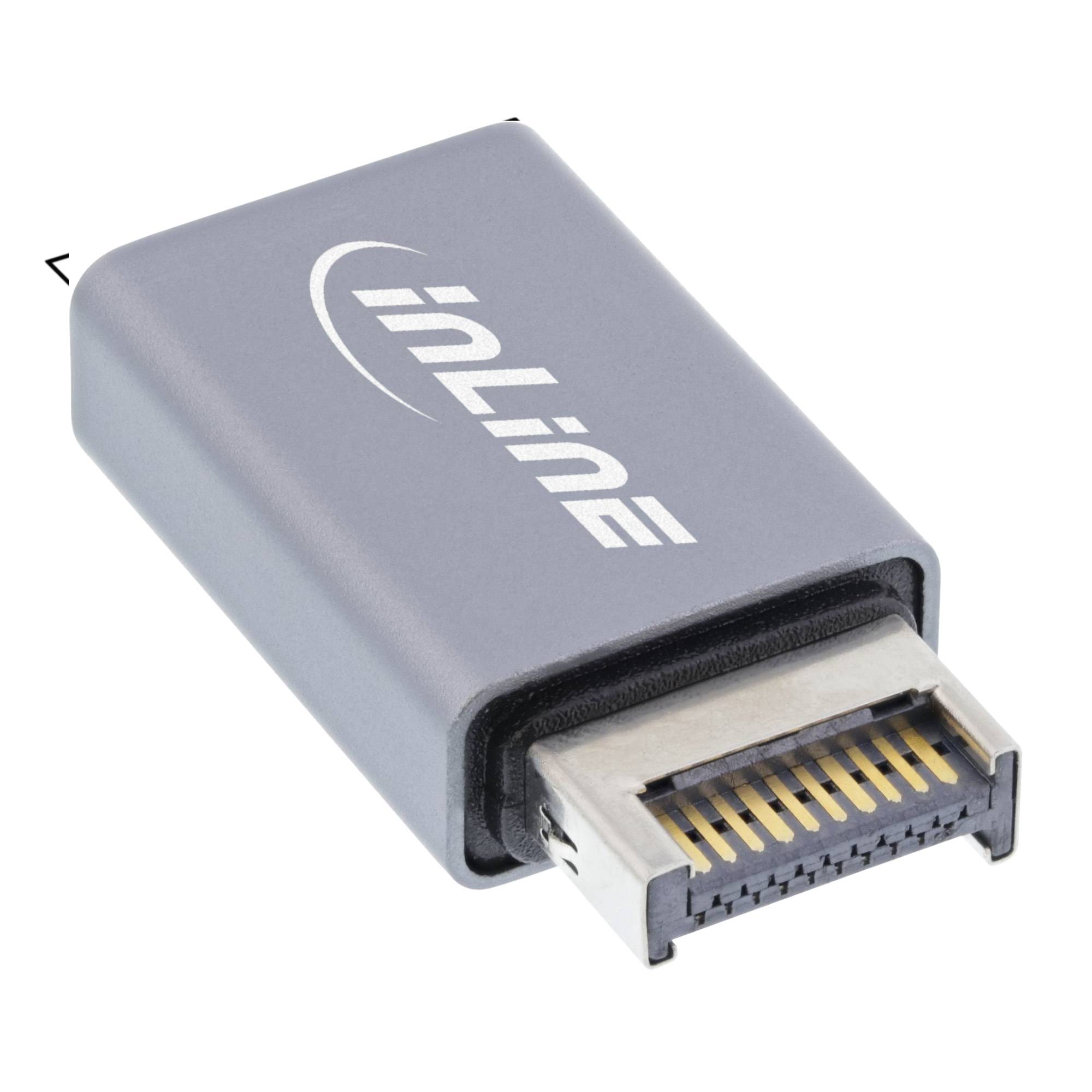 INLINE - USB 3.2 Adapter - intern USB-E Frontpanel Stecker zu USB-A Buchse