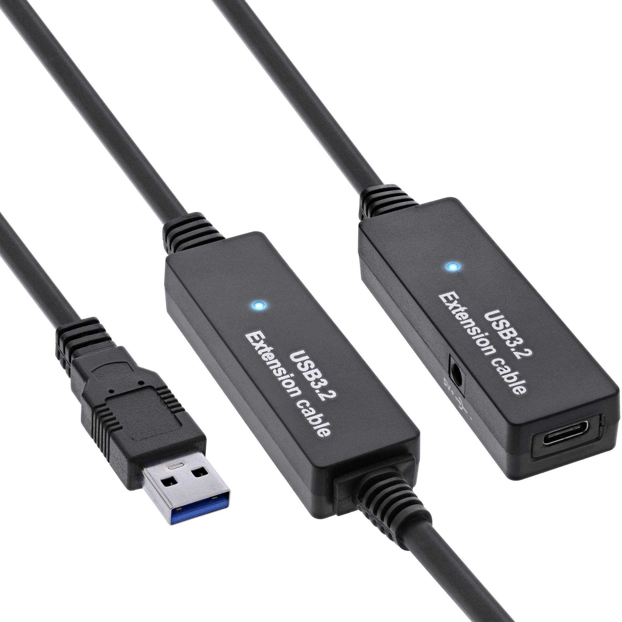 INLINE - USB 3.2 Gen.1 Aktiv-Verlängerung - USB-A Stecker an USB-C Buchse - 15m