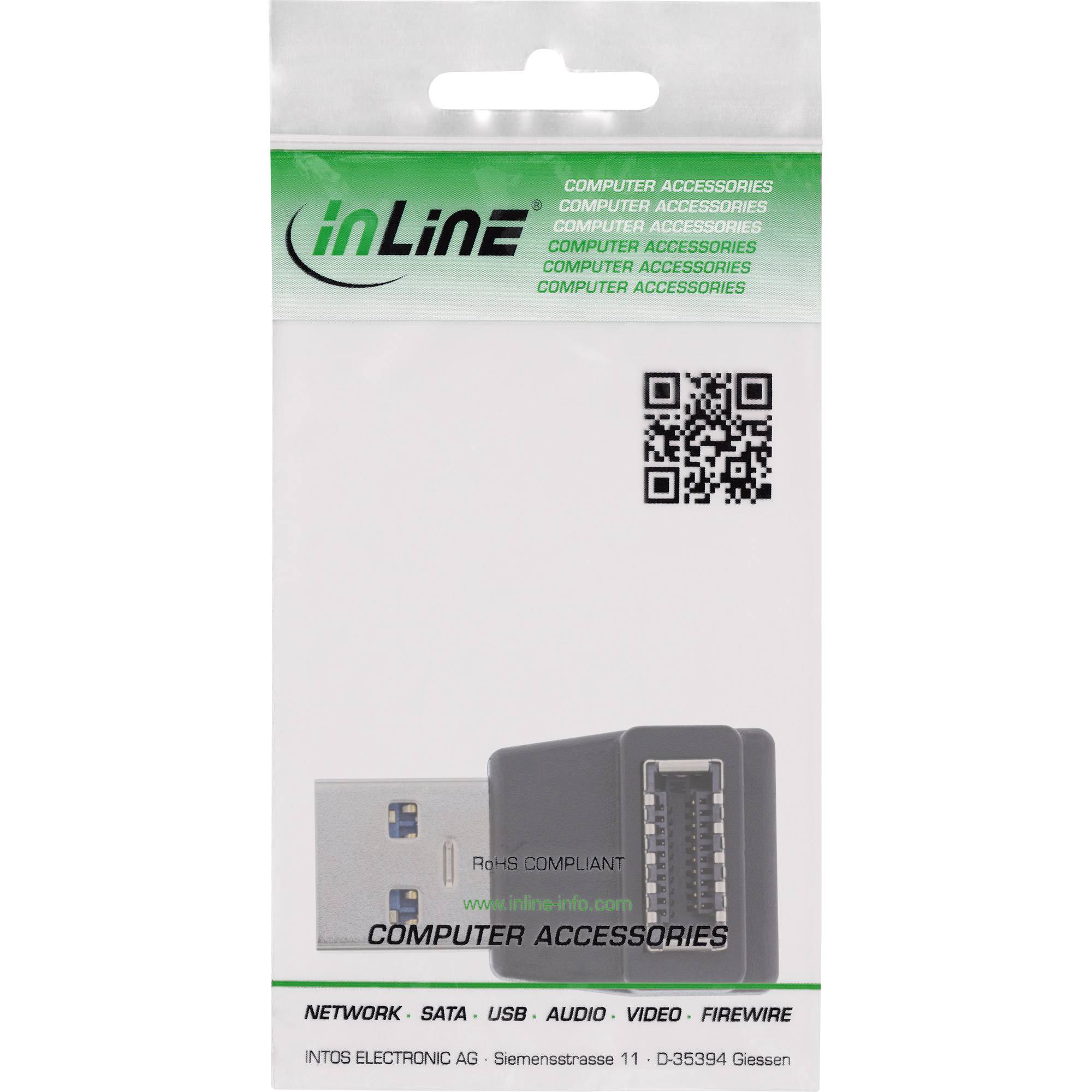 INLINE - USB 3.2 Adapter - USB-A Stecker zu intern USB-E Frontpanel Buchse