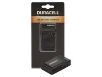 Duracell USB-Batterieladegerät in Verpackung mit schwarzer und orangefarbener Markierung.