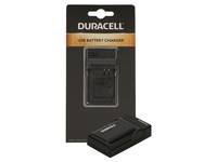 Duracell USB-Batterieladegerät-Paket mit einem schwarzen Ladegerät, das vor der Schachtel angezeigt wird.
