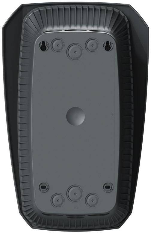 Unteransicht eines grauen Bügeleisens mit glatter Sohlenplatte und Dampflöchern.