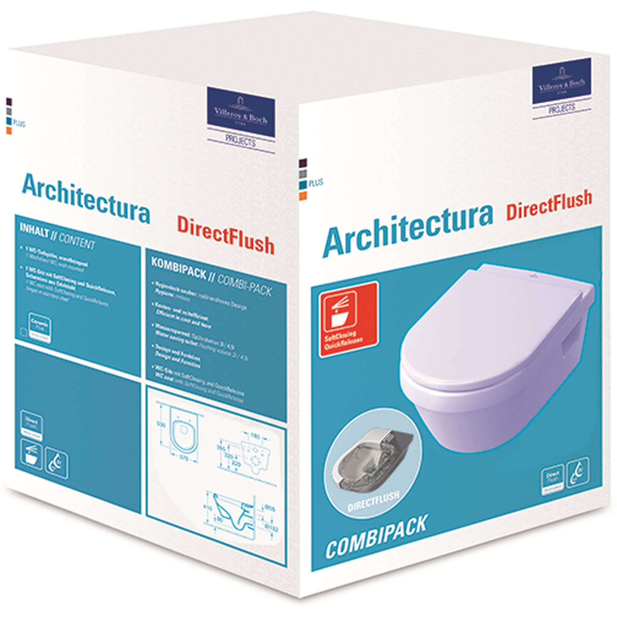 Villeroy & Boch Omnia Architectura WC-Combi-P. weiß DirectFlush,Tiefür WC spülrandl.wandh.Sitz, 1 Stk.