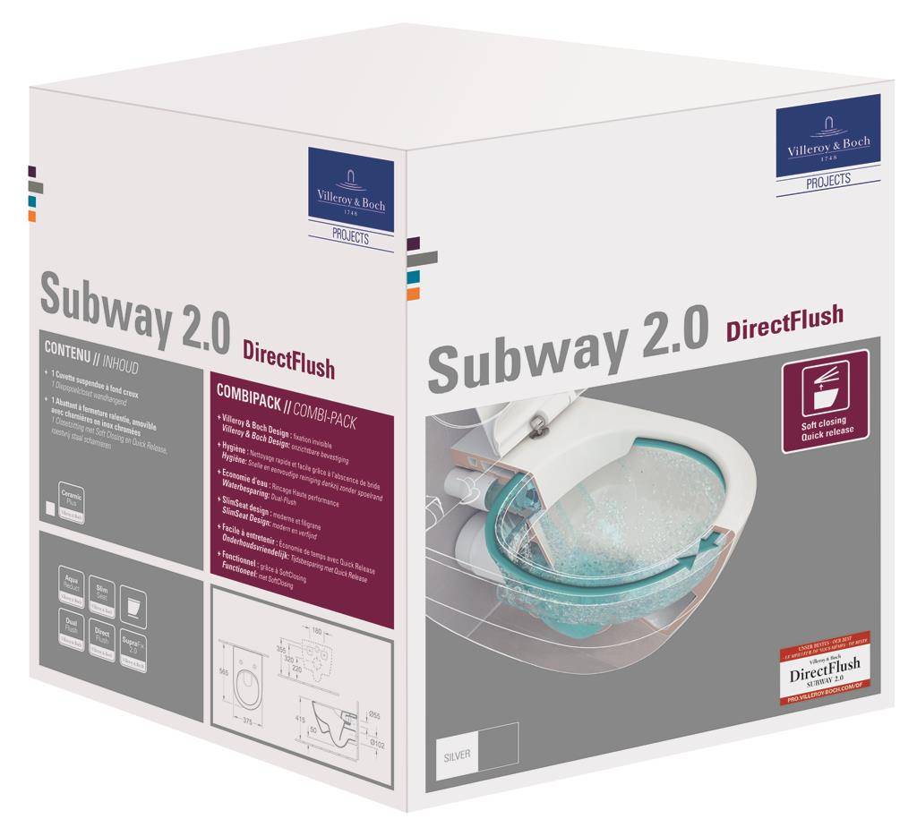 Villeroy & Boch Combi-Pack Wand-Tiefspül-WC Subway 2.0