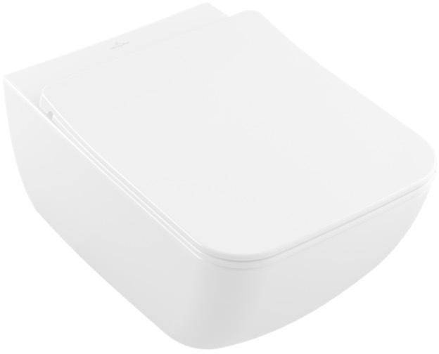 Einzel-Kartonverpackung · bestehend aus: Wand-WC tief DirectFlush 4611 R0 XX · Abgang waagerecht · WC-Sitz SlimSeat Line mit QuickRelease und SoftC