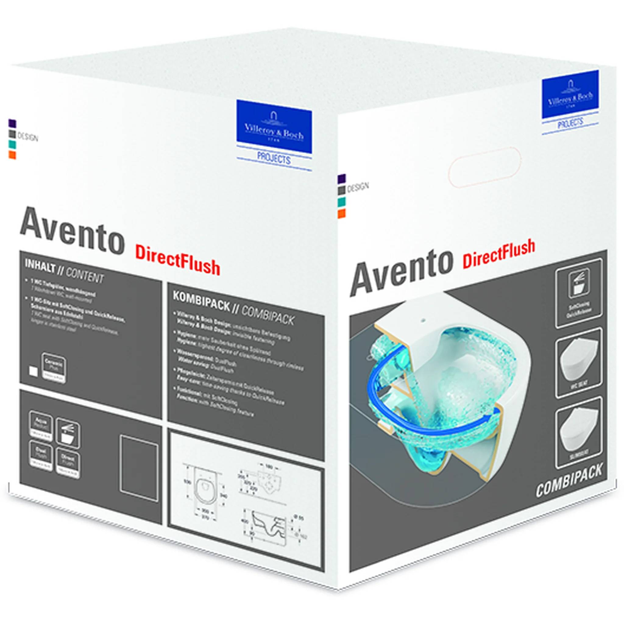 Produktverpackung für das Toilettensystem „Avento DirectFlush