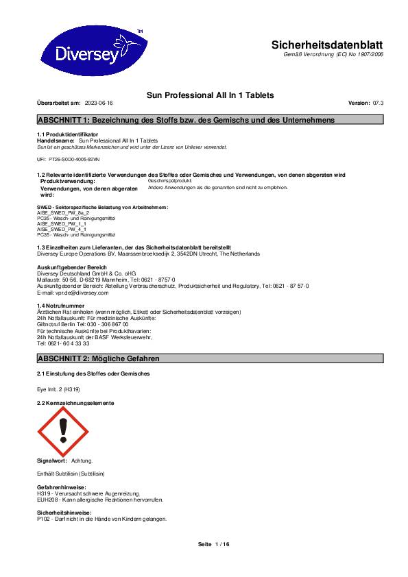 Geschirrreiniger-Tabs Prof.All in 1 200 Tabs Eimer SUN