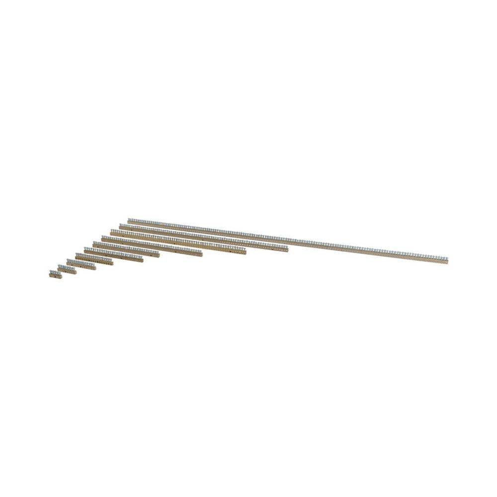 Satz von neun Metallstäben in zunehmender Länge von links nach rechts, horizontal angeordnet. Jeder Stab hat eine gleichförmige, zylindrische Form.
