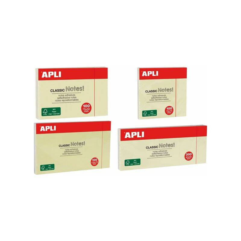 APLI Haftnotizen "CLASSIC Notes!", 75 x 50 mm, gelb