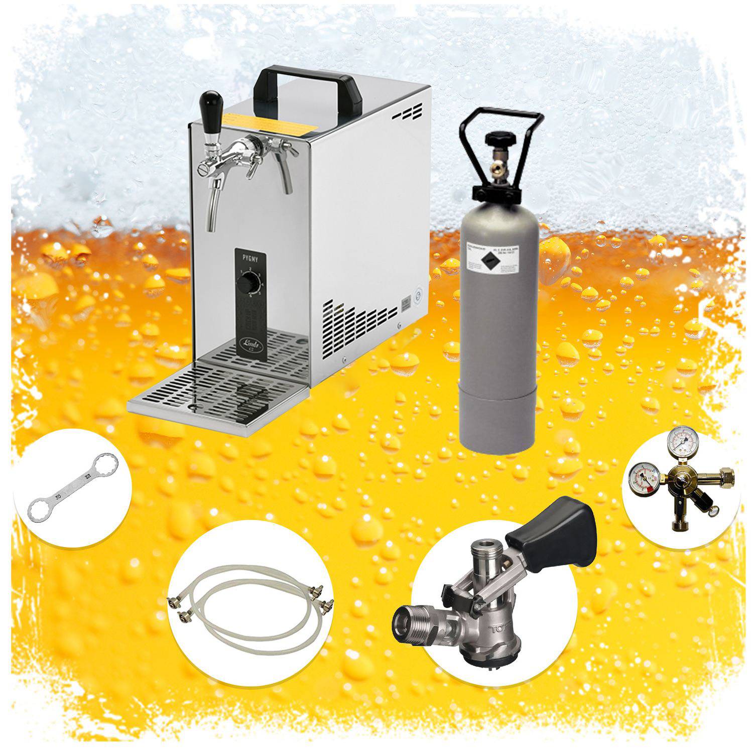 Zapfanlage,Bierkoffer, Durchlaufkühler PYGMY 25 LE, 1-leitig Trockenkühler, 30 Liter/h, NC Adapter