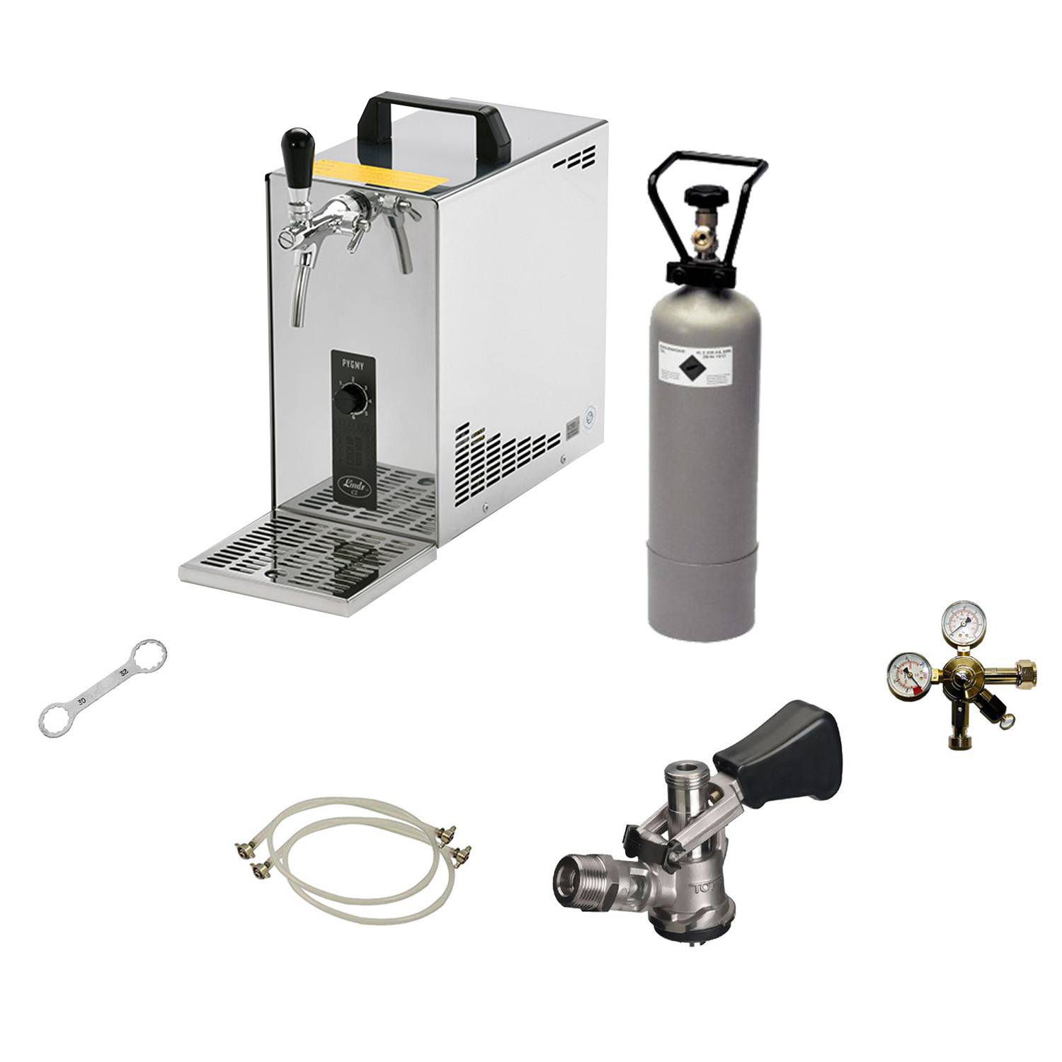 Zapfanlage,Bierkoffer, Durchlaufkühler PYGMY 25 LE, 1-leitig Trockenkühler, 30 Liter/h, NC Adapter