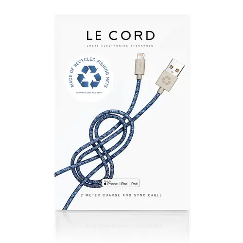 LECORD Lightning Kabel 2m aus Fischnetz blau LECORD Lightning Kabel 2m aus Fischnetz blau