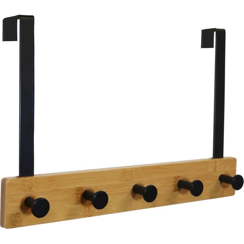 UNiLUX Türgarderobe KARAKO, 5 Haken, schwarz / bambus