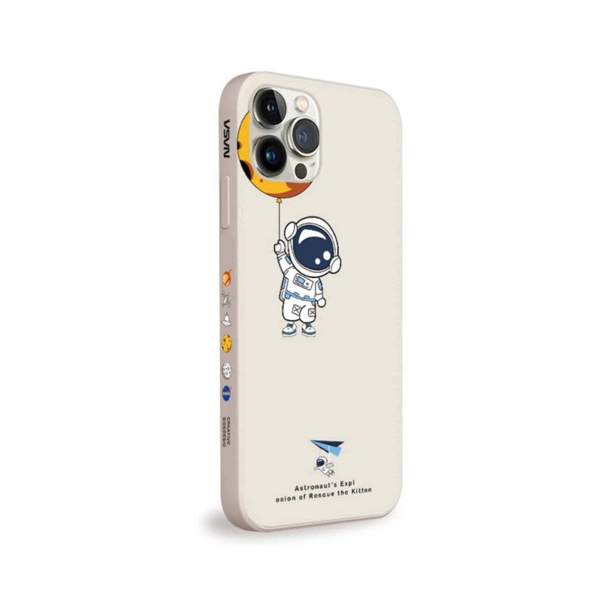 Hülle kompatibel mit iPhone 14 Pro Max Astronaut Nasa Handy-Hülle Creme