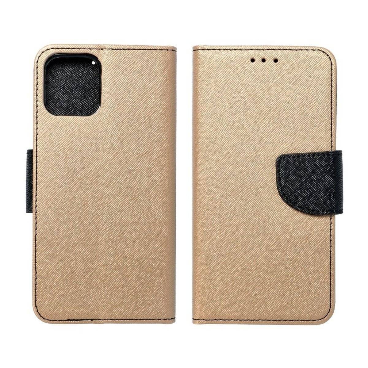 Fancy Buch Holster Tasche kompatibel mit Xiaomi Redmi Note 12s 4G Gold-Schwarz