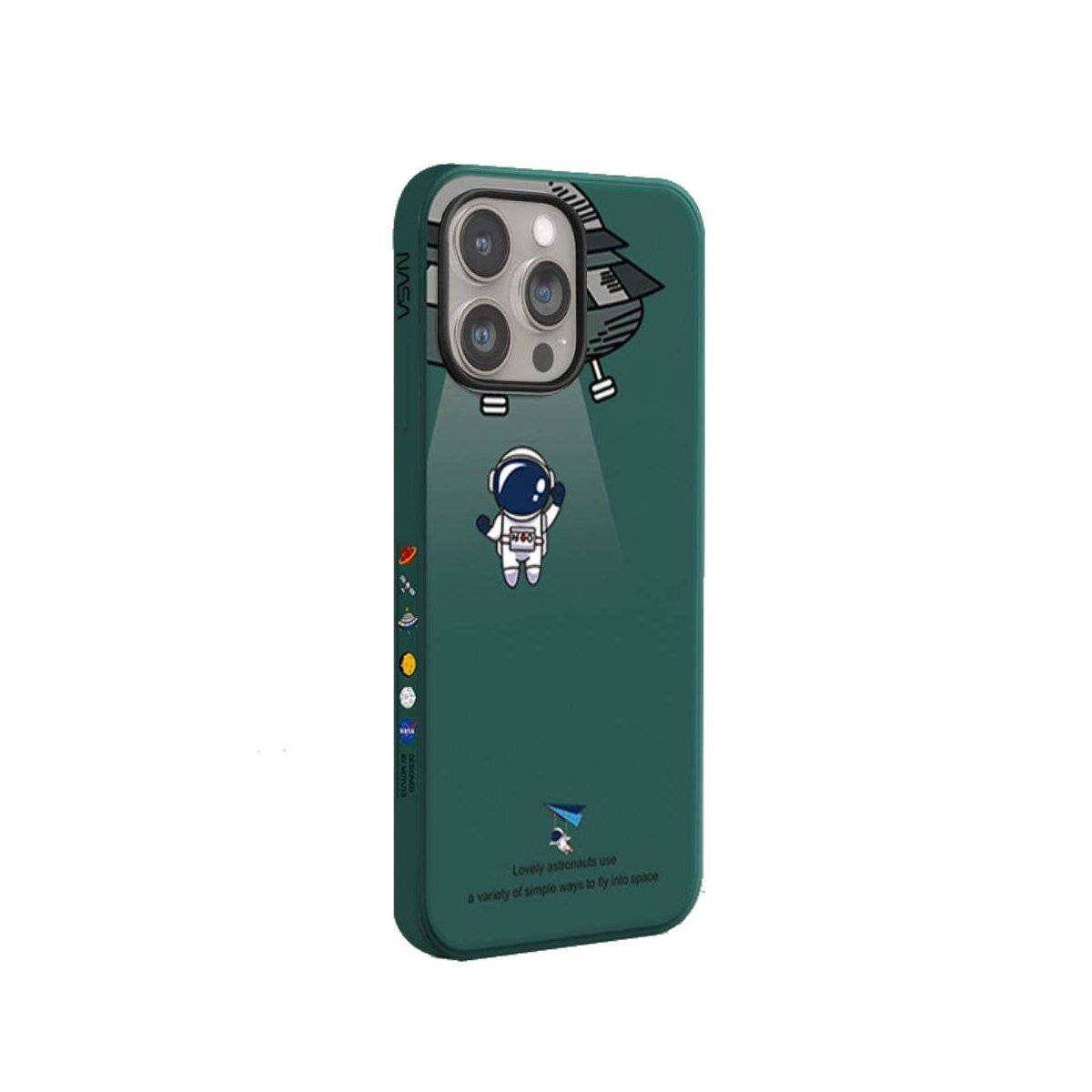 Hülle kompatibel mit iPhone 15 Astronaut Nasa Handy-Hülle Grün