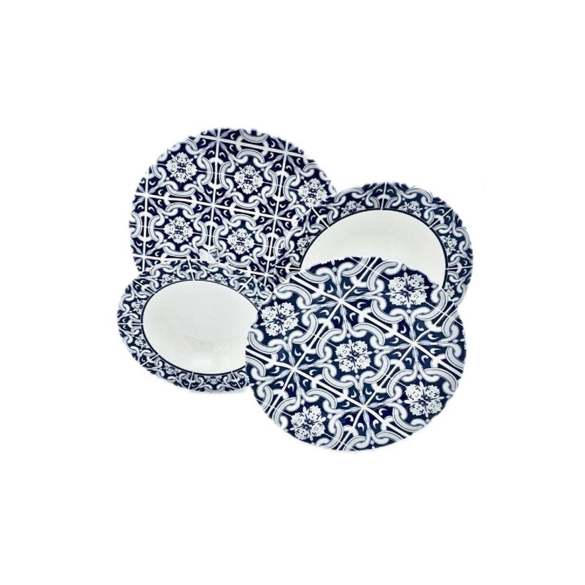 SCHÄFER Esservice Geschirr-Set aus Porzellan - 24tlg mit aufregender Musterung PERLINA