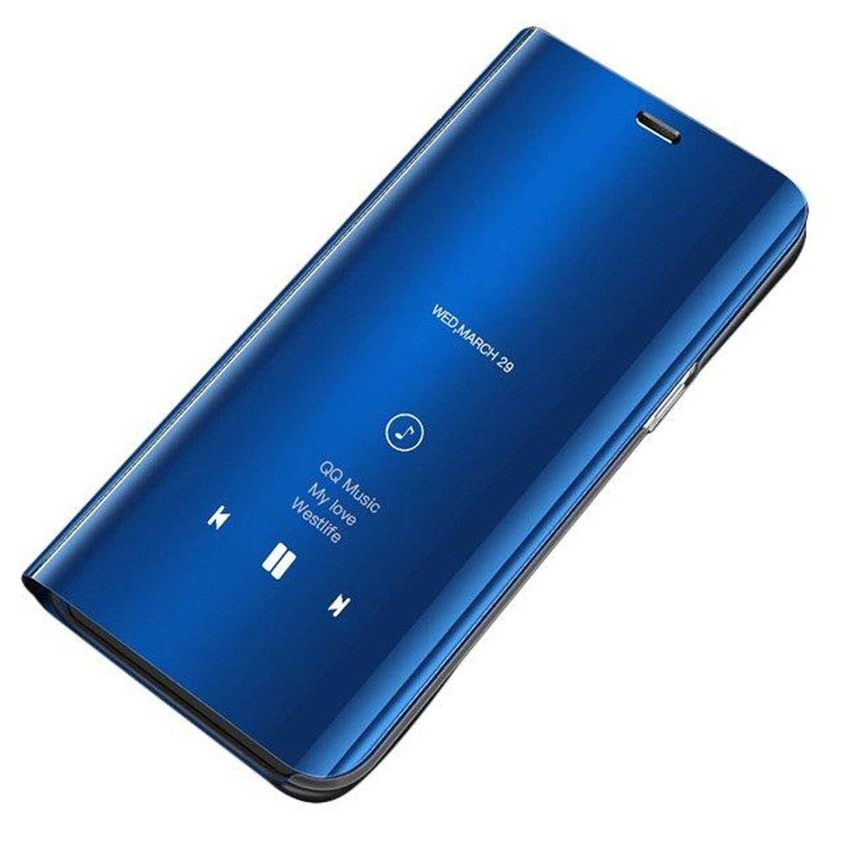 Clear View Spiegel Mirror Handyhülle Smart Cover Schale Etui kompatibel mit Samsung Galaxy S23 FE Blau
