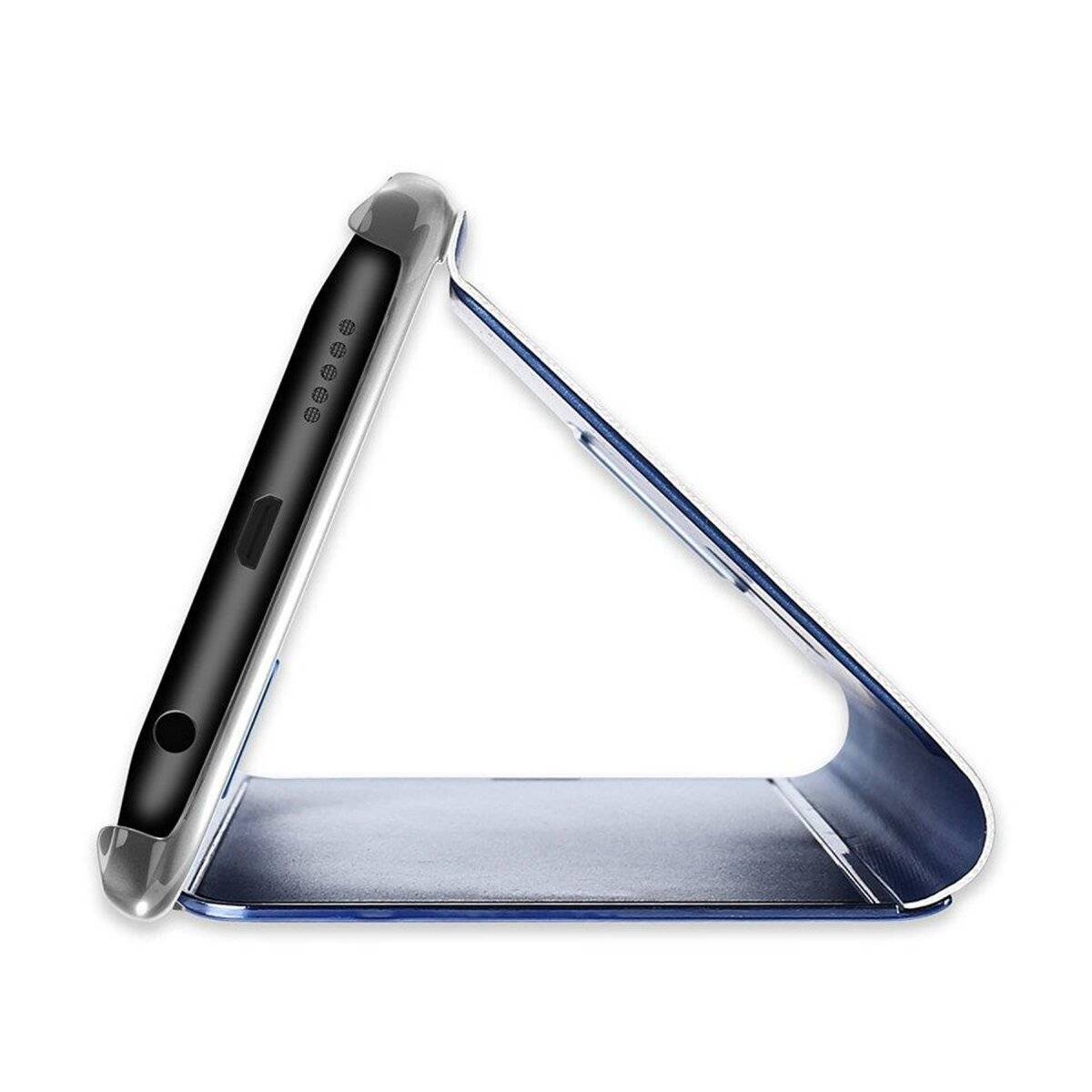 Clear View Spiegel Mirror Handyhülle Smart Cover Schale Etui kompatibel mit Samsung Galaxy S23 FE Blau