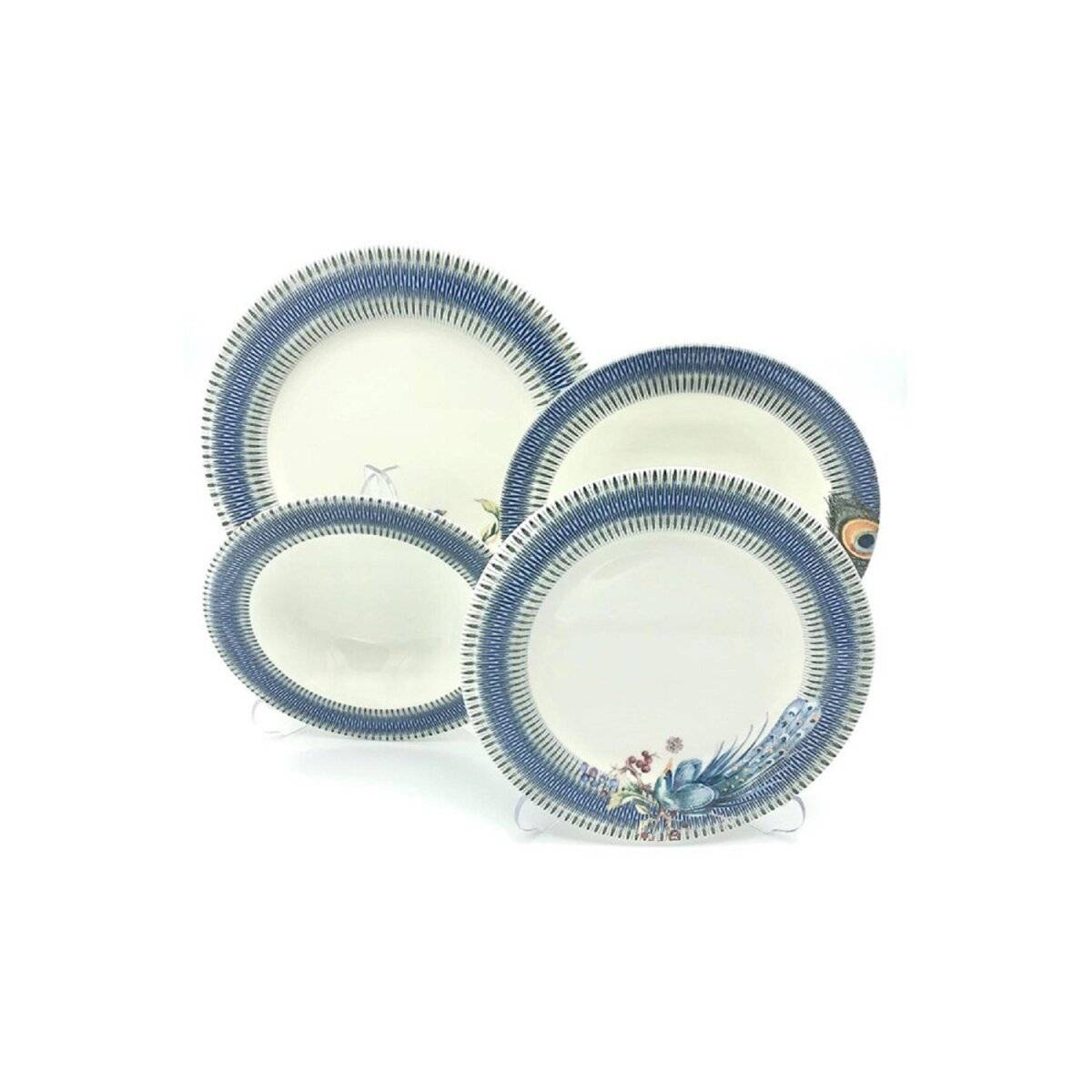 SCHÄFER Esservice Geschirr-Set aus Porzellan - 24tlg mit aufregender Musterung PAVONE