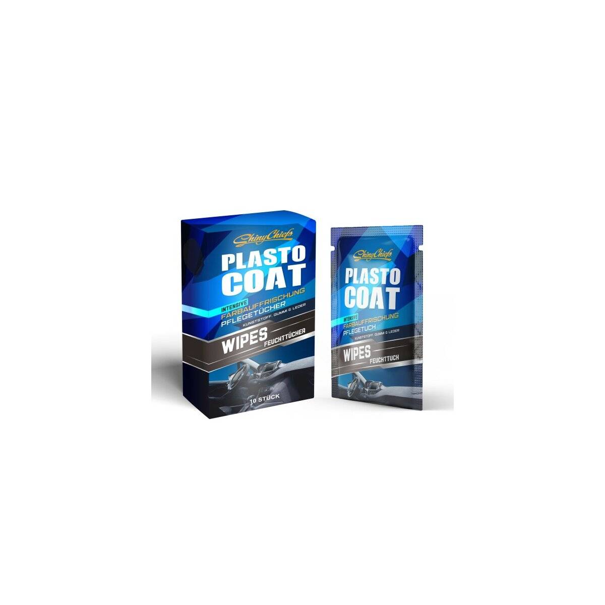 ShinyChiefs Plasto Coat Farbauffrischung Feuchttücher Wipes 10 Stück Autopflege