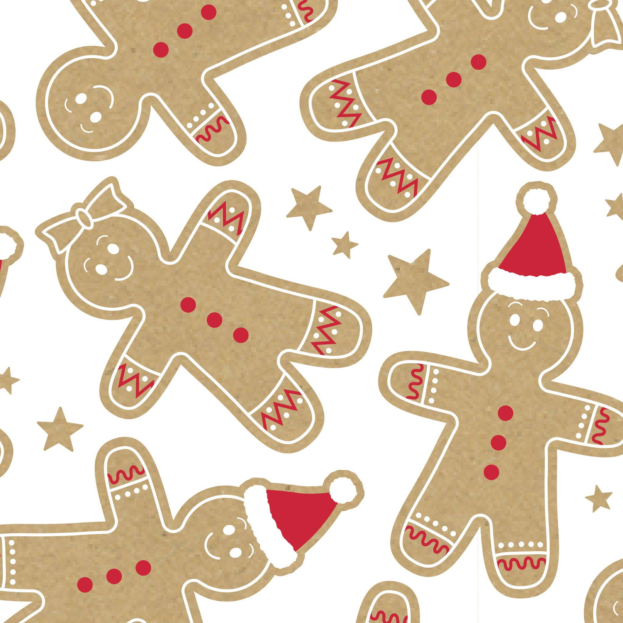 Clairefontaine Geschenkpapierrolle Kraft, 50x0,70m, Lebkuchenmann Weiß 223907C