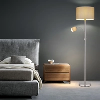 Deckenfluter mit Leselampe Stehlampe Wohnzimmer, Textil grau, 2 Schalter mit beweglicher Leseleuchte, 1x E27 1x E14, DxH 40 x 170 cm Deckenfluter mit Leselampe Stehlampe Wohnzimmer, Textil grau, 2 Schalter mit beweglicher Leseleuchte, 1x E27 1x E14, DxH 40 x 170 cm
